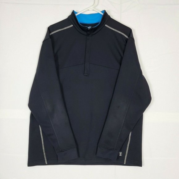 PGA Tour Jacket Mens L Black 1/4 Zip Pullover Athletic Long Sleeve Shirt Sweater - Picture 2 of 10